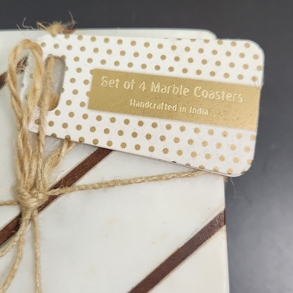Marble Coaster Square Coasters, Set of 4, Handcrafted in India - Picture 2 of 5